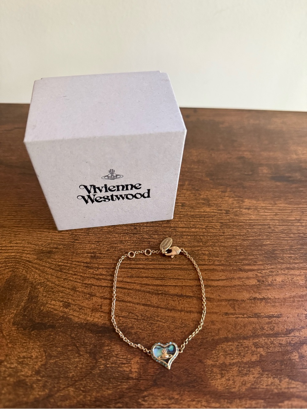 Vivienne Westwood Gold Heart Bracelet with Blue and Turquoise Enamel